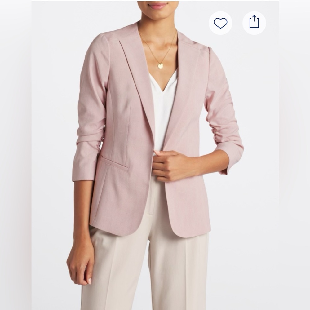 Skies Are Blue Collarless Ruched Sleeve Blazer – Pink – XS – NWOT